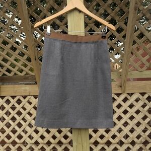 Ann Taylor Loft Petites Gray & Brown Wool Blend Pencil Skirt